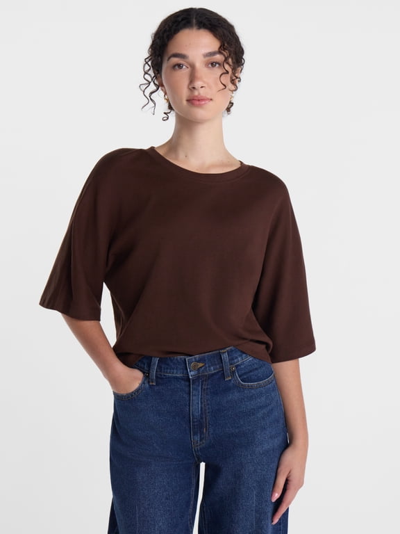 Women's Dolman Top with Short Sleeves, Sizes XS-XXXL