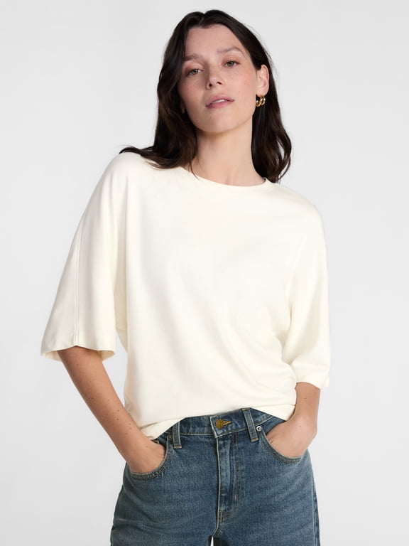 Women's Dolman Top with Short Sleeves, Sizes XS-XXXL