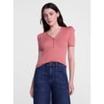 thumbnail image 1 of Scenario Women's V-Neck Henley Top with Short Puff Sleeves, Sizes XS-XXXL, 1 of 6