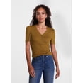 thumbnail image 1 of Scenario Women's V-Neck Henley Top with Short Puff Sleeves, Sizes XS-XXXL, 1 of 6
