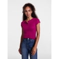 thumbnail image 1 of Scenario Women's Rib Henley with Short Sleeves, Sizes XS-XXXL, 1 of 5