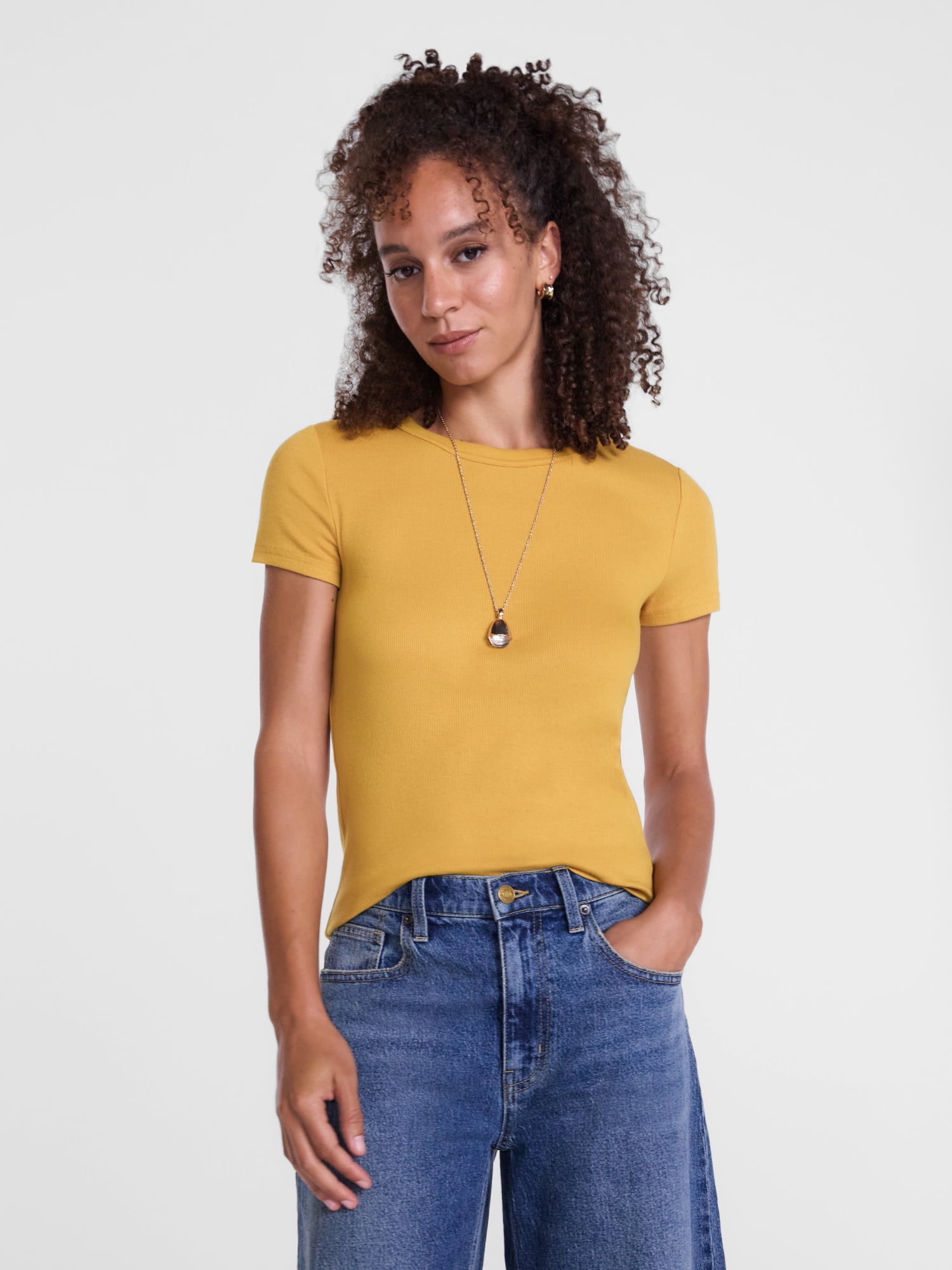 Scenario Women's Rib Tee with Short Sleeves, Sizes XS-XXXL