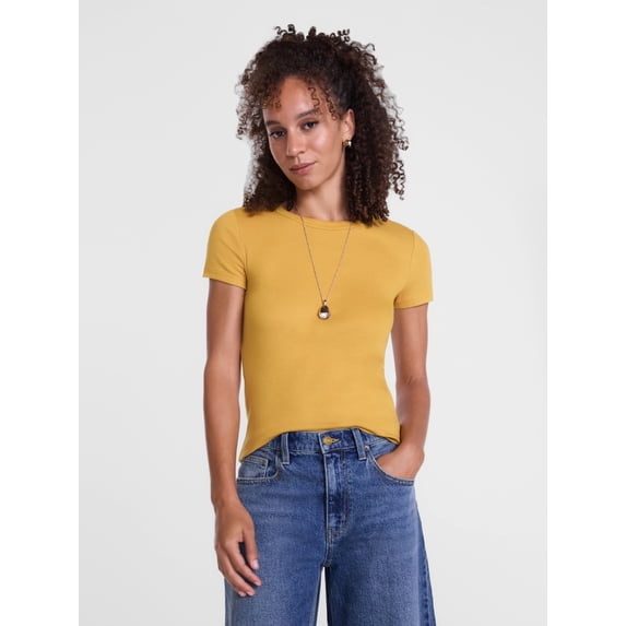 Scenario Women's Rib Tee with Short Sleeves, Sizes XS-XXXL