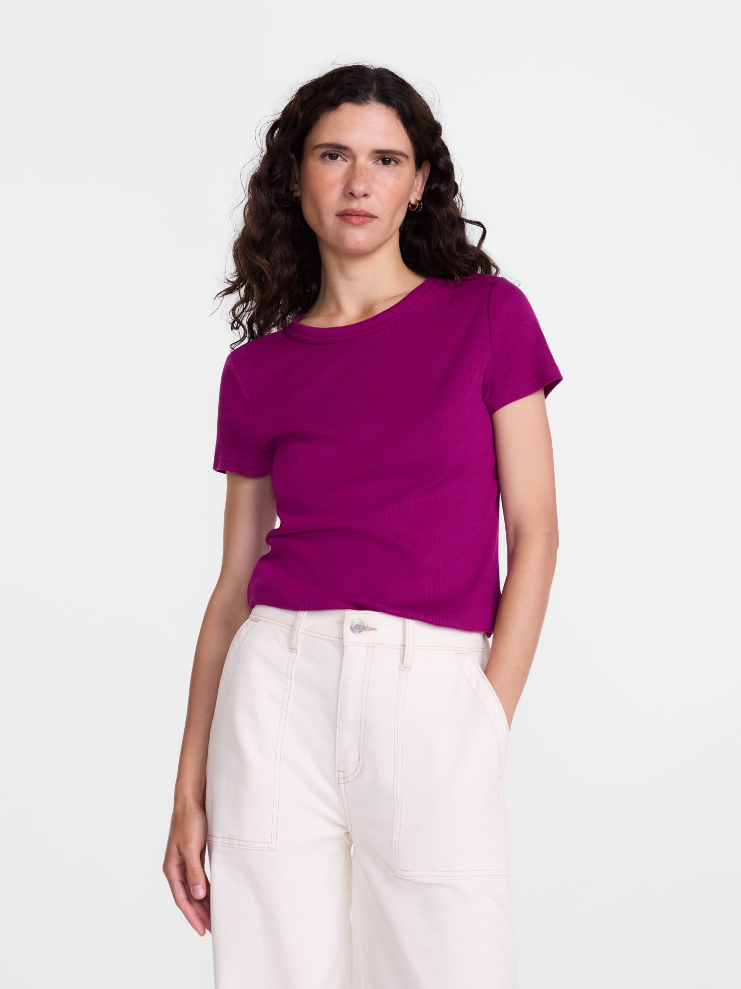 Scenario Women's Rib Tee with Short Sleeves, Sizes XS-XXXL