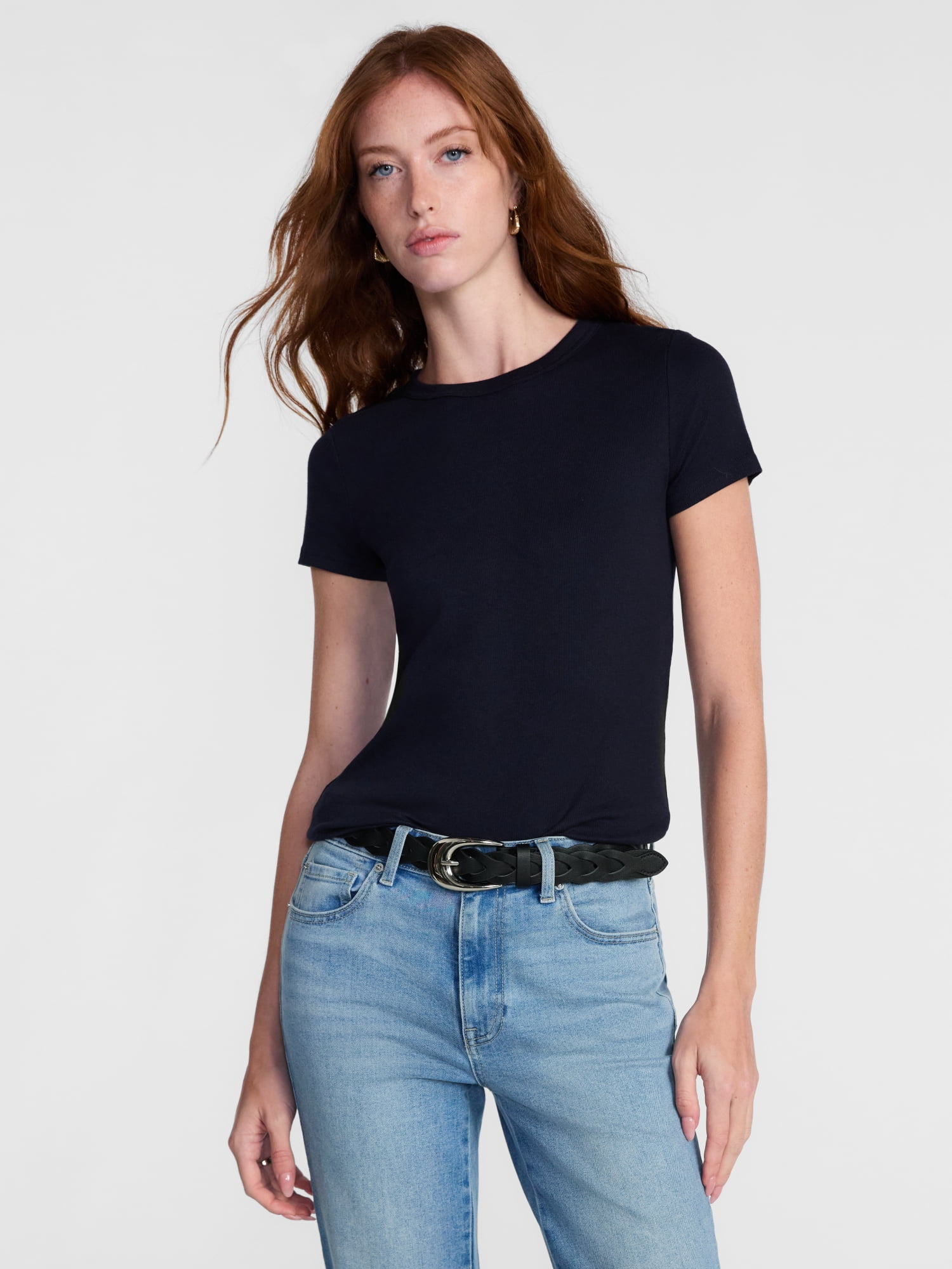 Scenario Women's Rib Tee with Short Sleeves, Sizes XS-XXXL
