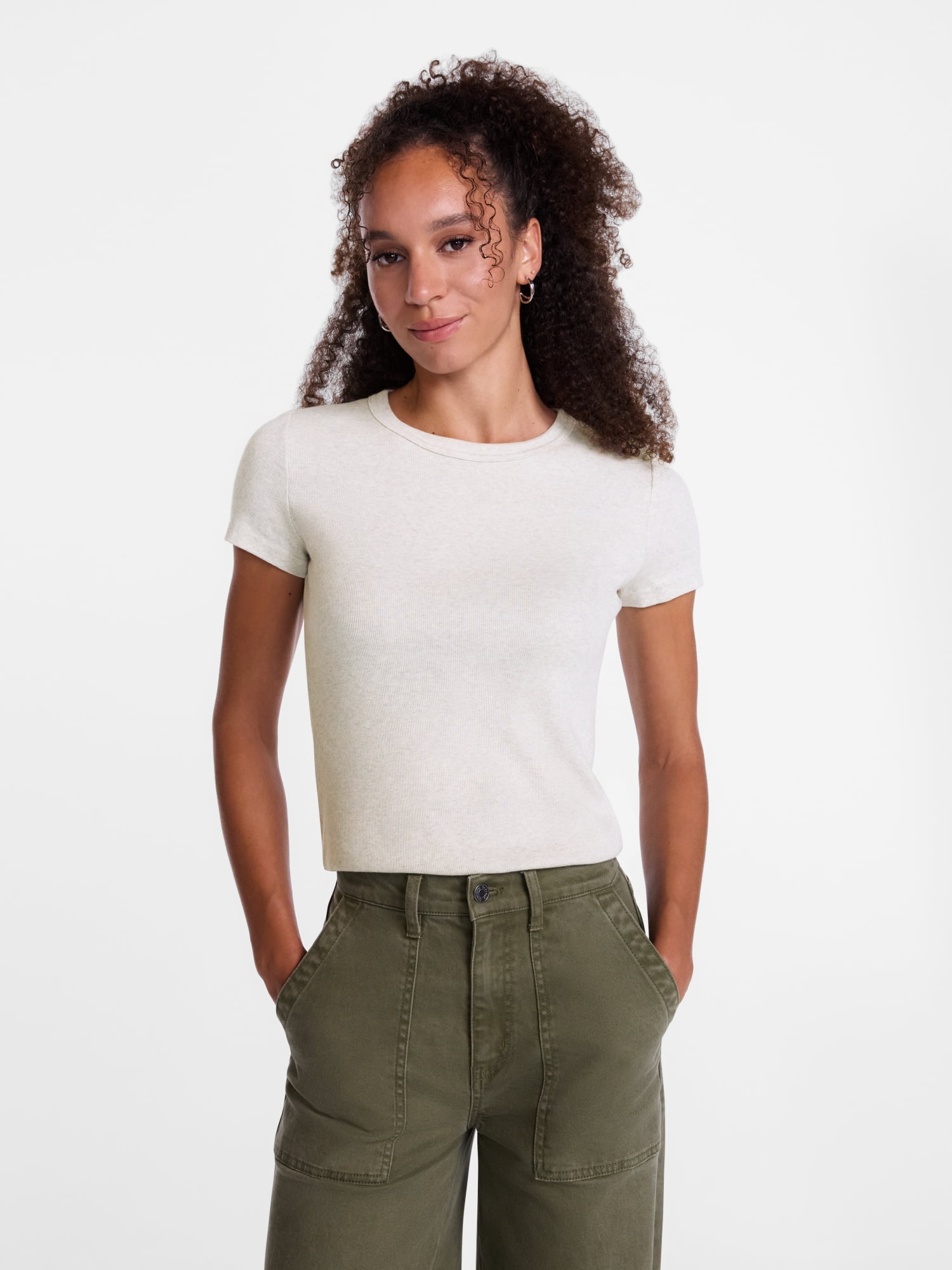 Scenario Women's Rib Tee with Short Sleeves, Sizes XS-XXXL