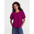 thumbnail image 1 of Scenario Women's Textured Top with Short Puff Sleeves, Sizes XS-XXXL, 1 of 6