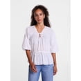 thumbnail image 1 of Scenario Women's Front Tie Peplum Top with 3/4-Length Sleeves, Size XS-XXXL, 1 of 5