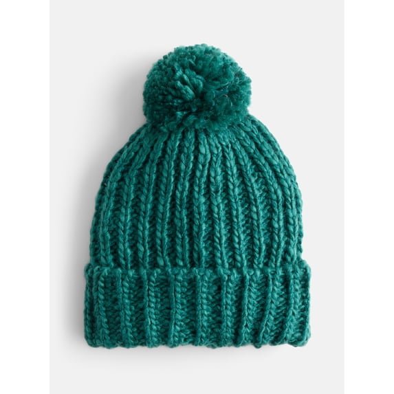Scenario Women's Chunky Textured Beanie, One Size Fits Most, Teal Shimmer
