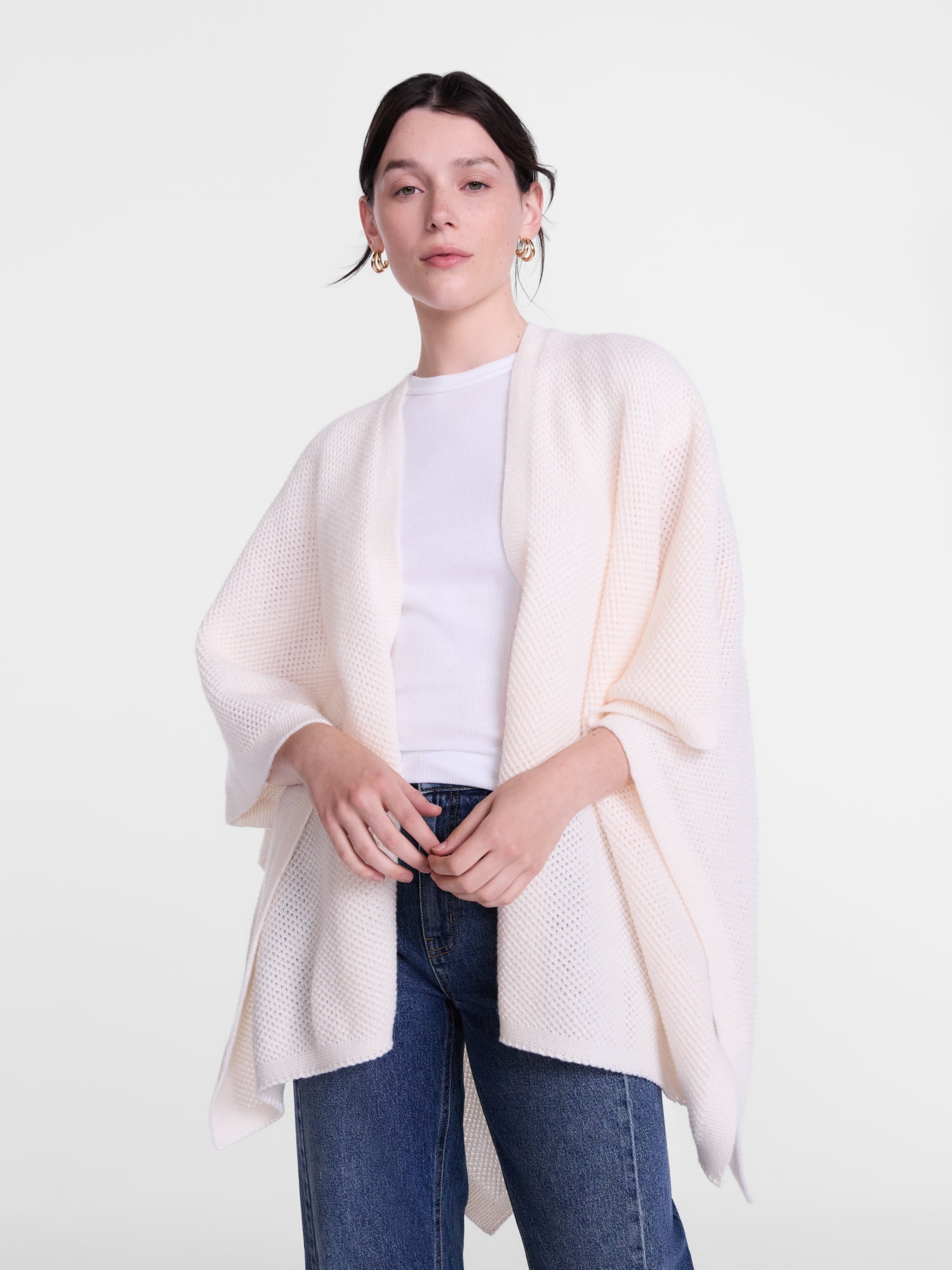 Scenario Women's Textured Knit Ruana