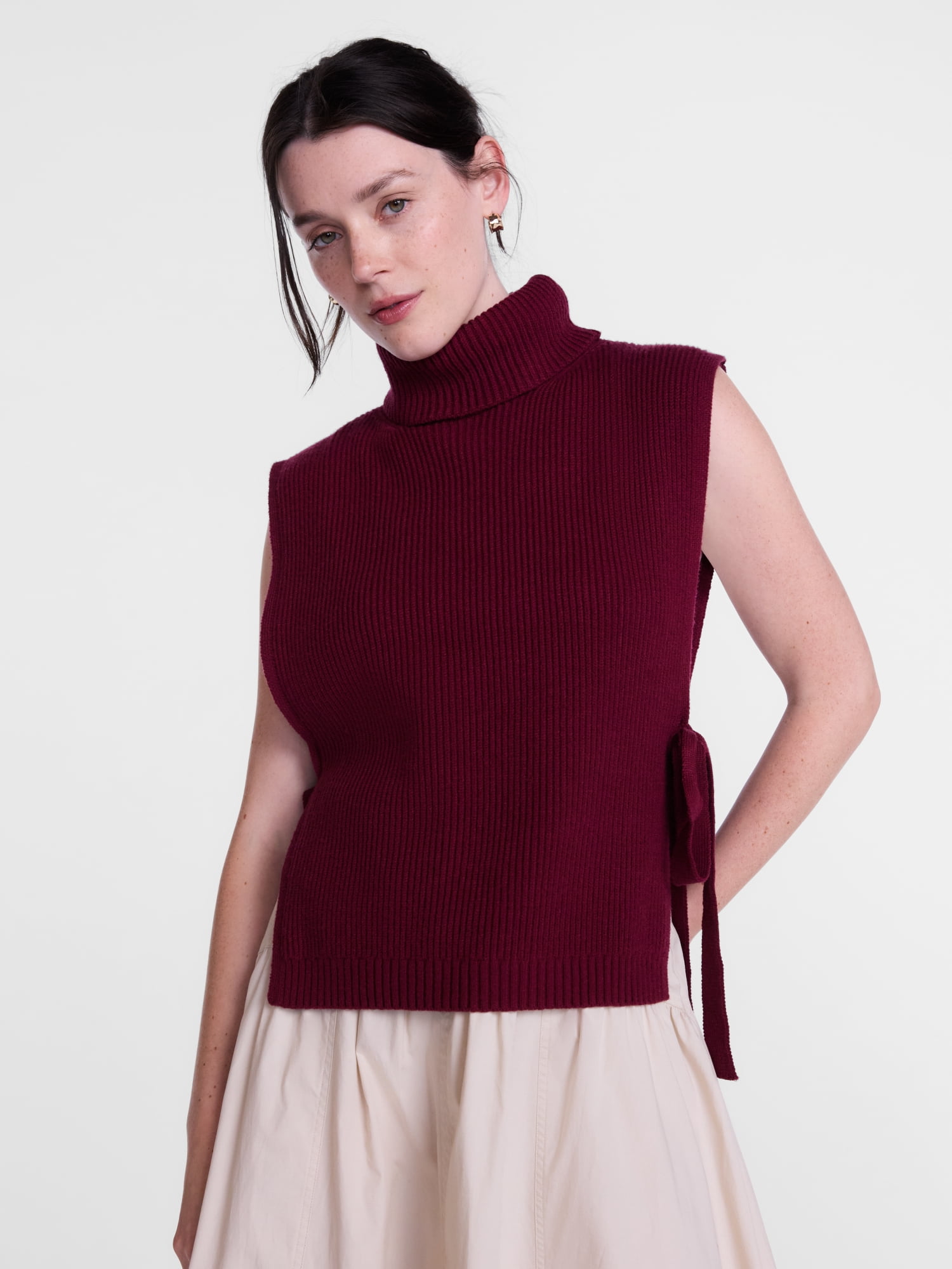 Scenario Women's Turtleneck Sweater Vest, Lightweight, Sizes S-XXXL