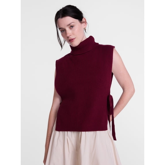Scenario Women's Turtleneck Sweater Vest, Lightweight, Sizes S-XXXL