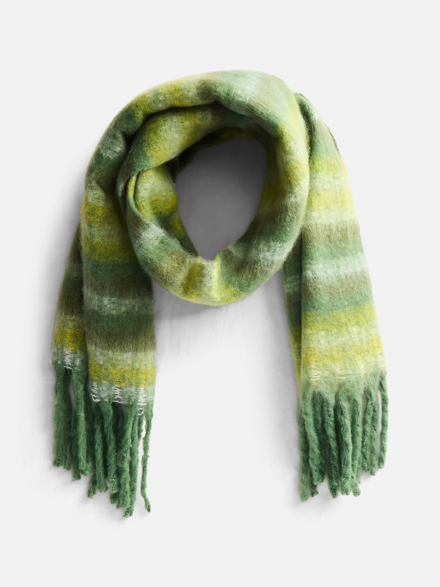 Scenario Women's Variegated Striped Scarf with Fringe Trim