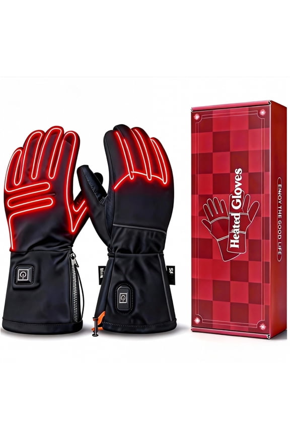 Heated Gloves for Men Women with 3 Heat Settings Touchscreen Gloves 7h Warm 7.4V 2200mAh Battery Fast Charging Thick Lining Waterproof Full Finger Gloves for Running,Driving,Hiking,and Skiing,XL