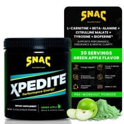 SNAC XPEDITE Pre-Workout Powder for Women & Men, Energy & Focus Supplement, Nitric Oxide Booster, Green Apple, 30 Servings