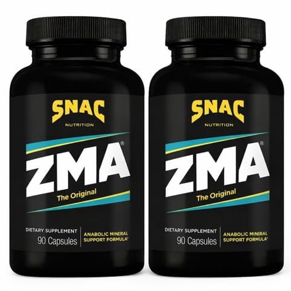 SNAC ZMA The Original Sleep & Recovery Supplement - Supports Muscle Recovery, Restful Sleep, Relaxation, Stress Relief and Immune Support with Magnesium, Zinc & Vitamin B6, 90 Veggie Capsules, 2 Pack