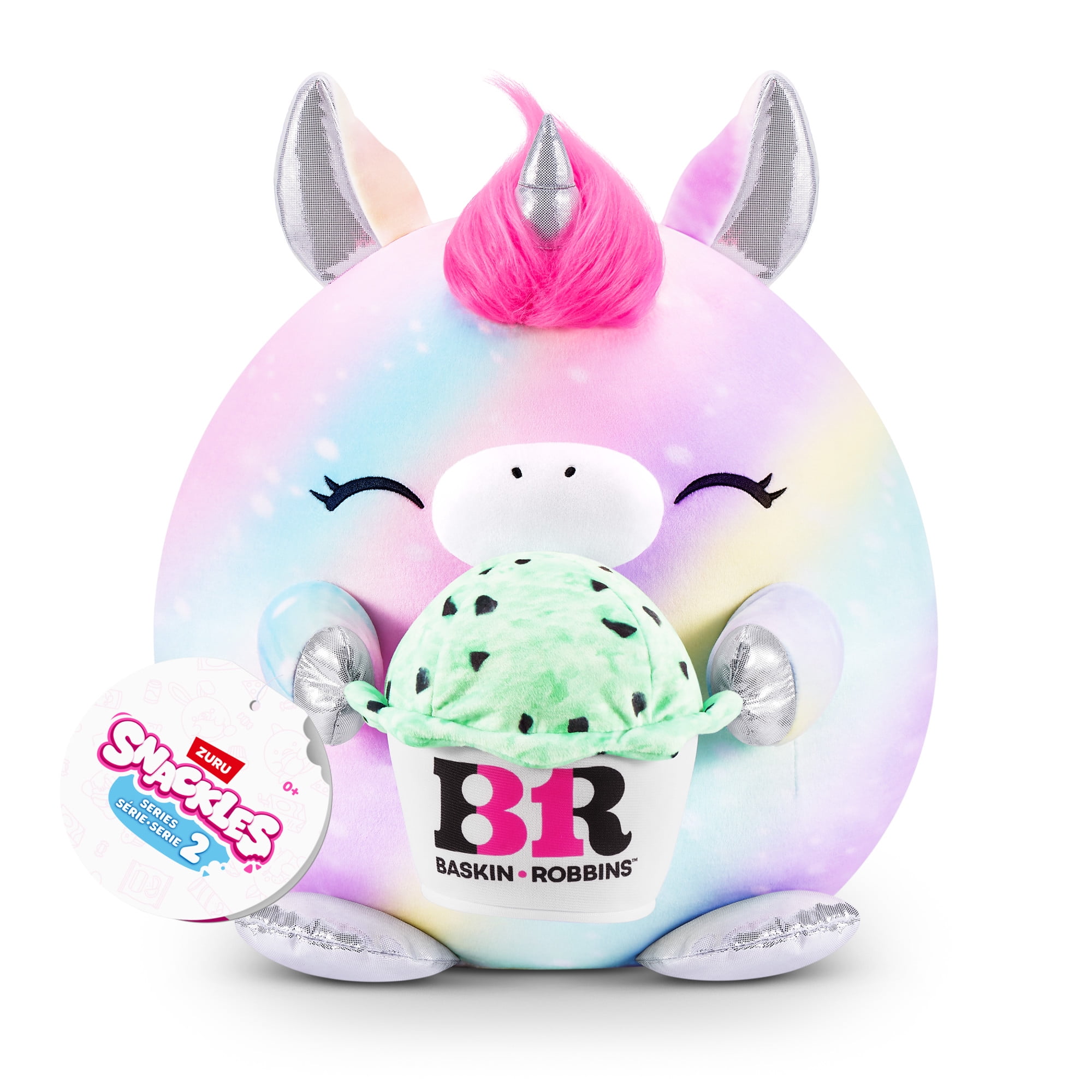 SNACKLES 8 inch Snackle (Baskin Robinns) Marty the Unicorn, Ultra Soft Collectible Plush Toy by ZURU