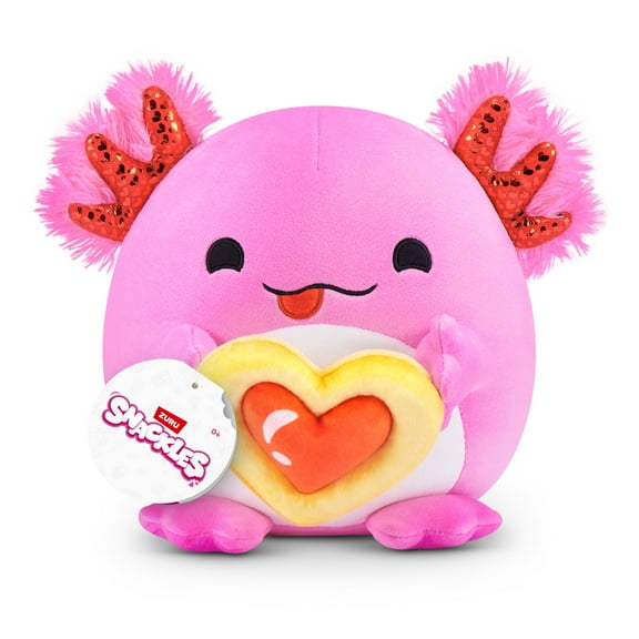 SNACKLES 8 inch Valentines Snackle, (Cookie) Darcy the Axolotl, Ultra Soft Plush Toy by ZURU