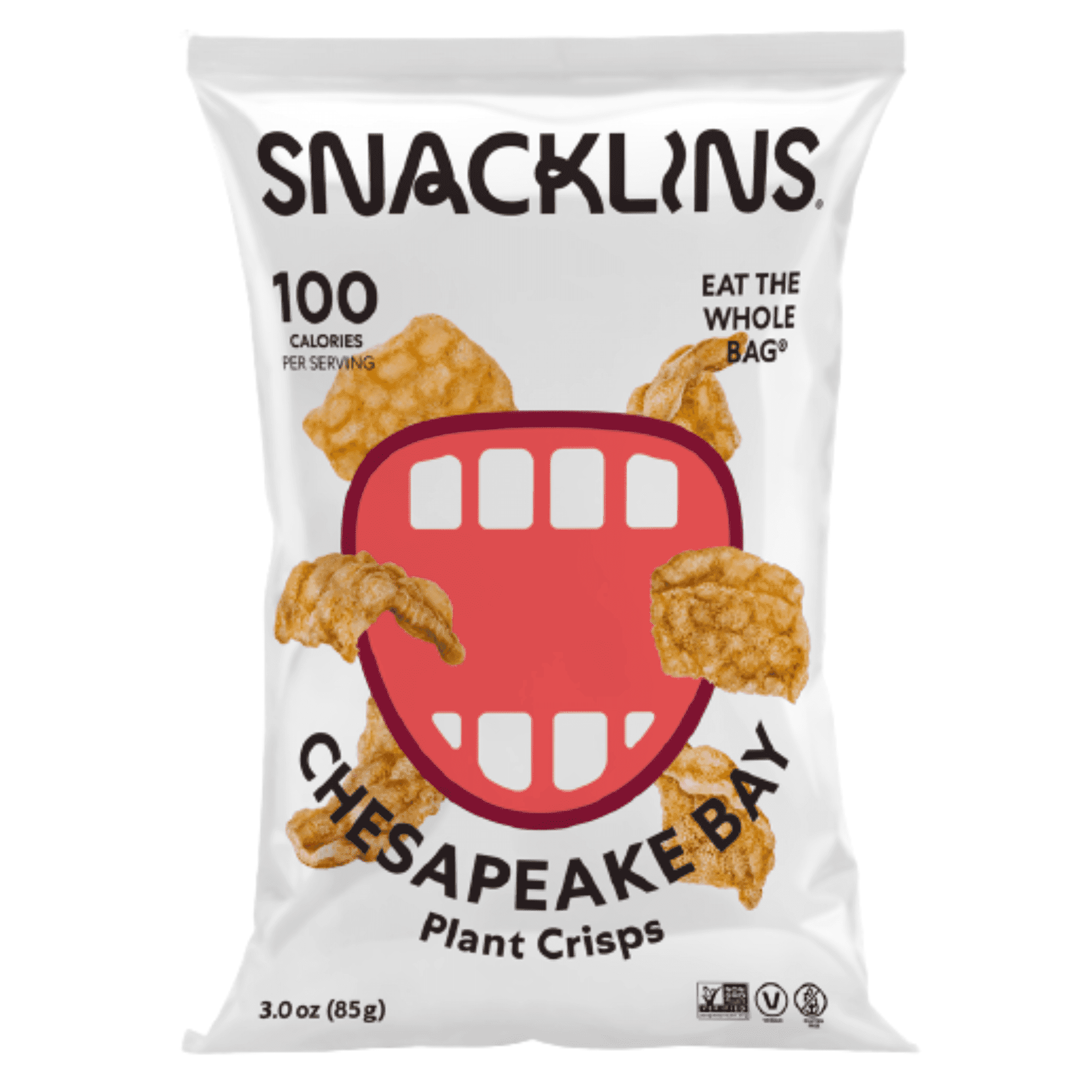 SNACKLINS Plant Based Crisps – Chesapeake Bay - Vegan Healthy Snacks - Gluten Free, Grain Free, Plant Based Crisps, 100% Kosher , Low Calorie - No Added Sugar, Crunchy, Puffed Snack - 3oz (12 Pack)