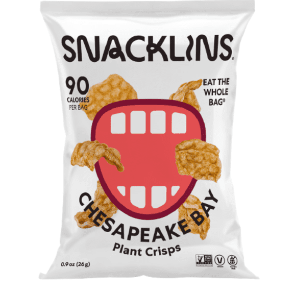 SNACKLINS Plant Based Crisps Vegan Healthy Snacks - Gluten Free, Grain Free, Plant Based Crisps, 100% Kosher, Low Calorie and No Added Sugar, Crunchy, Puffed Snack - Chesapeake Bay, Pack of 48)