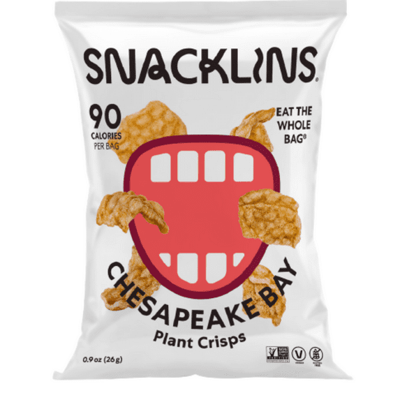 SNACKLINS Plant Based Crisps Vegan Healthy Snacks - Gluten Free, Grain Free, Plant Based Crisps, 100% Kosher, Low Calorie and No Added Sugar, Crunchy, Puffed Snack - Chesapeake Bay, Pack of 24)