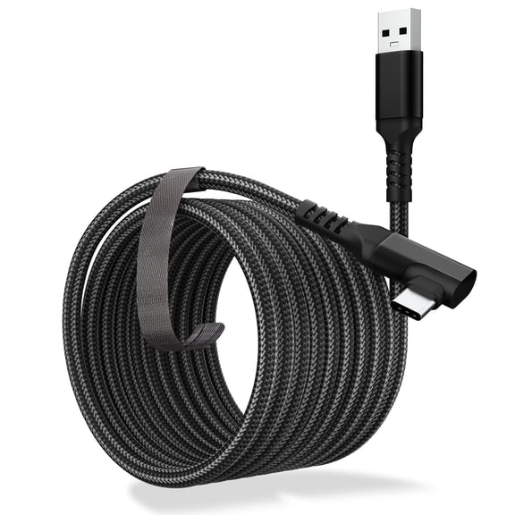 SNADYA VR Link Cable 16' USB to DC for Meta Quest & Pico 4, Nylon Braided Cable for VR Headset Gaming, Black