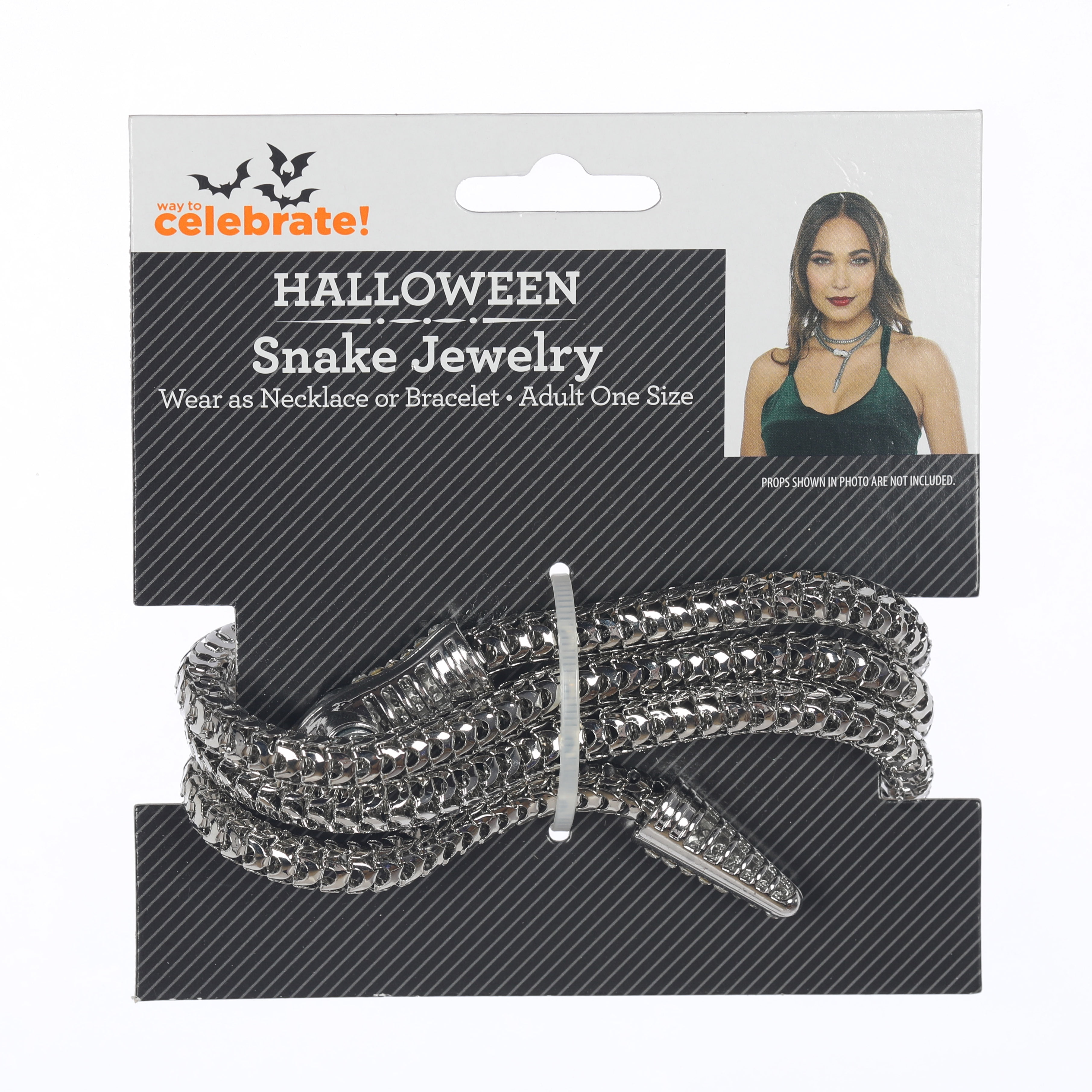 Snake Jewelry, Silver, Halloween Costume Accessory for Adults, by Way to Celebrate