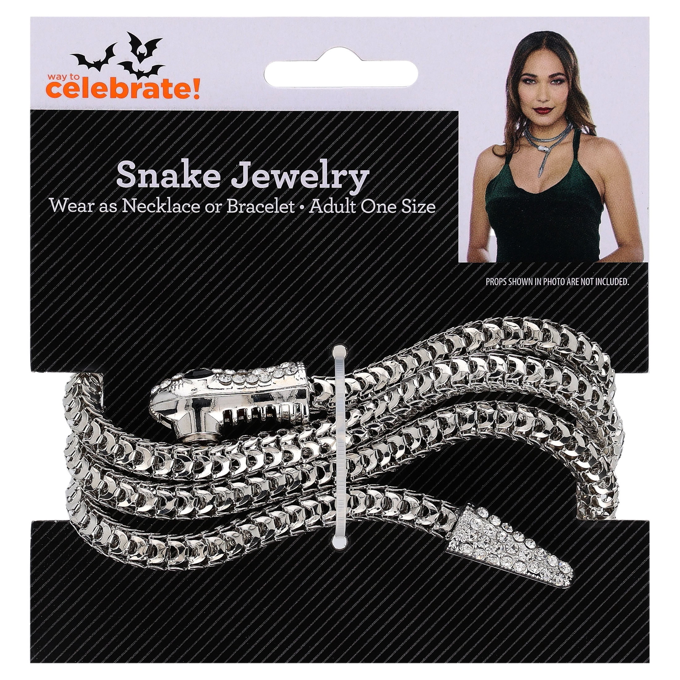 Snake Jewelry Costume Accessory for Adults, Silver, Halloween by Way To Celebrate