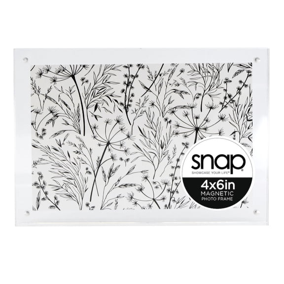 Snap 4” x 6” Double-Sided Clear Acrylic Frame, Freestanding Magnetic Picture Display