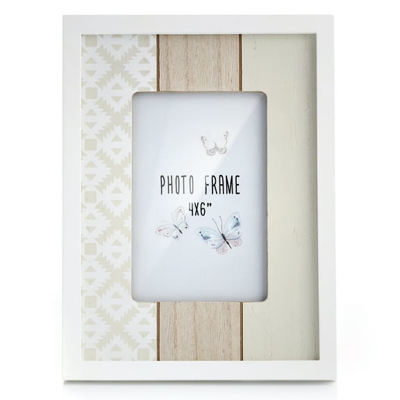 SNAP INVENT 4X6" Photo/Picture Frame | White Color Wall Mount/Freestanding | Wood Framed Wall Decor