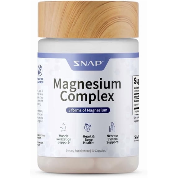 Snap Supplements Magnesium Complex Chelated Capsules - Triple Magnesium Blend for Muscle Repair & Energy Support