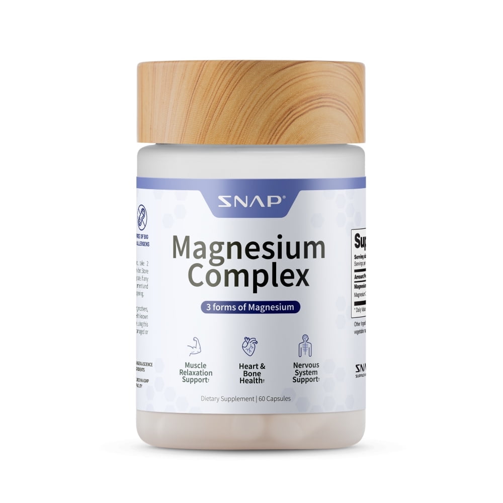 Snap Supplements Magnesium Complex Chelated Capsules - Triple Magnesium Blend for Muscle Repair & Energy Support