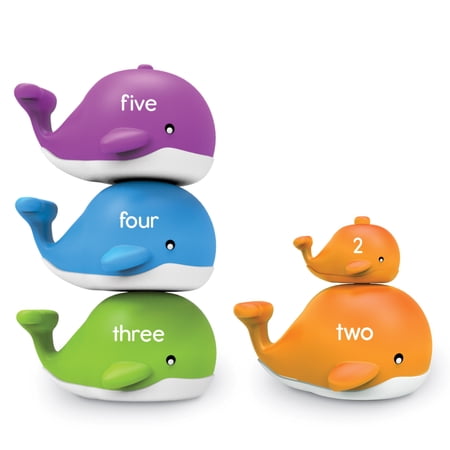 Learning Resources Snap-n-Learn Stacking Whales, Fine Motor, Educational Toys, 15 Pieces, Ages 2+