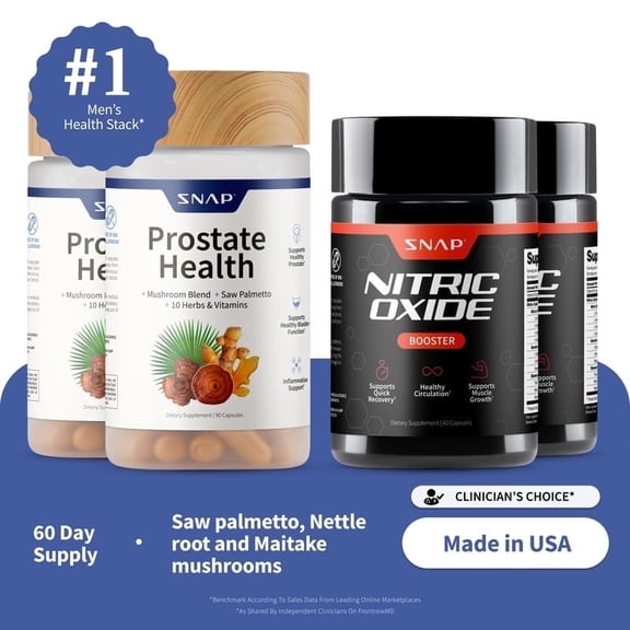 SNAP Supplements Prostate Health + Nitric Oxide Combo - 2 pack