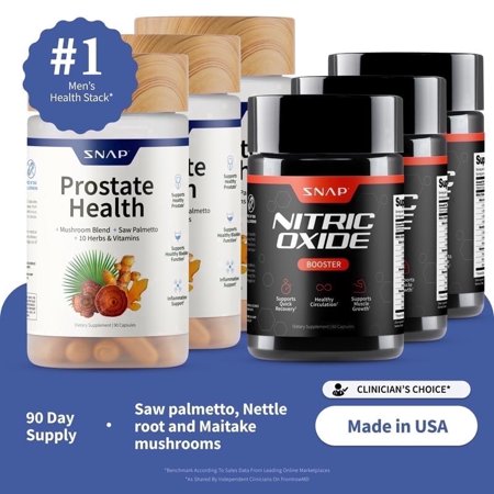Snap Supplements Prostate Health Support + Nitric Oxide Enhancement Combo, 3 Pack