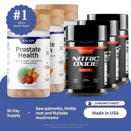 Snap Supplements Prostate Health Support + Nitric Oxide Enhancement Combo, 3 Pack