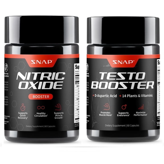 Snap Supplements Nitric Oxide Workout, Men's Testosterone Booster with D-Aspartic Acid, Boost Stamina, Endurance