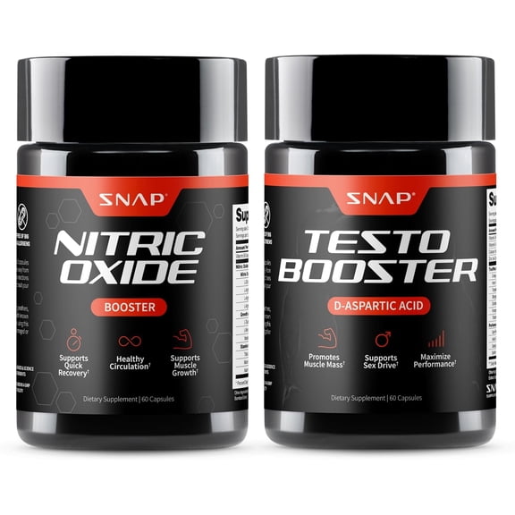 Snap Supplements Nitric Oxide Workout, Men's Testosterone Booster with D-Aspartic Acid, Boost Stamina, Endurance