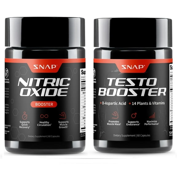 Snap Supplements Nitric Oxide Workout, Men's Testosterone Booster with D-Aspartic Acid, Boost Stamina, Endurance