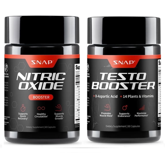 Snap Supplements Nitric Oxide Workout, Men's Testosterone Booster with D-Aspartic Acid, Boost Stamina, Endurance