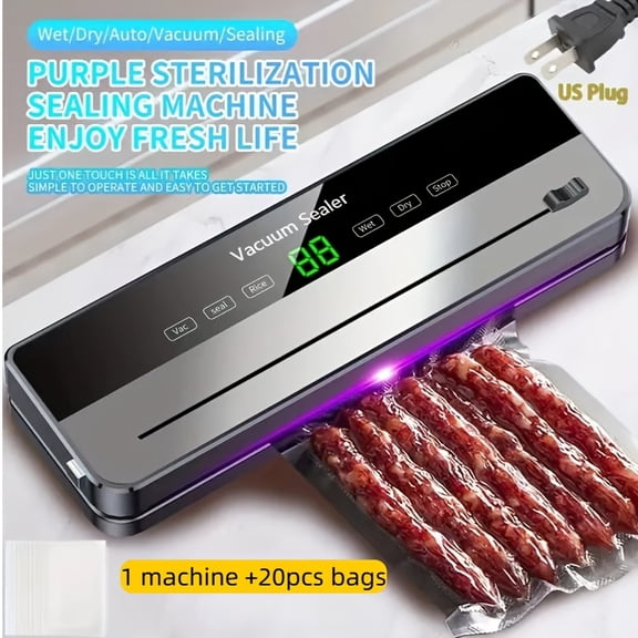 SNAPCOOK US Plug 5400 Vacuum Sealer with 20 Bags, Multifunctional Vacuum Food Sealer, Compact Food Preservation, Best Birthday Gift, Best Father's Day Gift, Best Mother's Day Gift