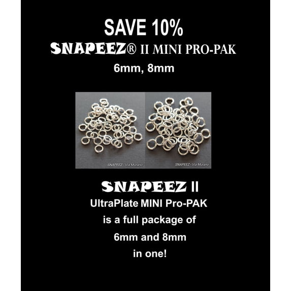 SNAPEEZ II ULTRAPLATE Jump Rings Mini PRO-PAK. 99.9% Pure Antique Silver Moonlight Plate. See Snapeez color and size chart for finish. Made in USA.