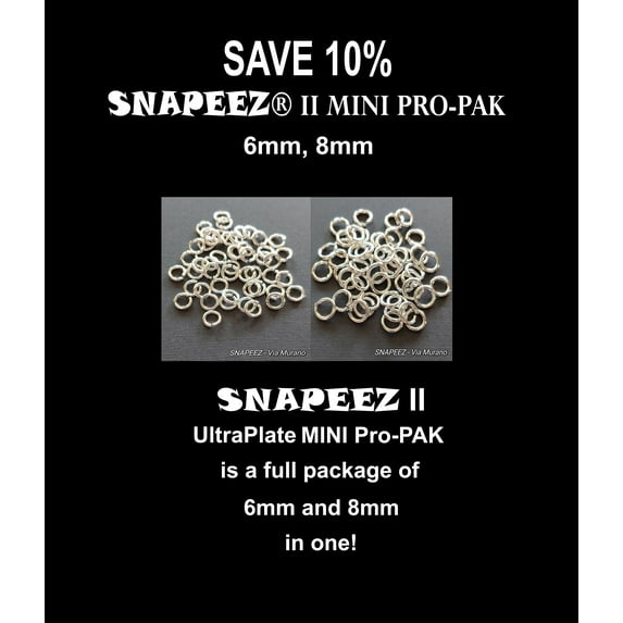 SNAPEEZ II ULTRAPLATE Jump Rings Mini PRO-PAK. 24kt Antique Brass Brasseria Plate. See Snapeez color and size chart for finish. Made in USA.