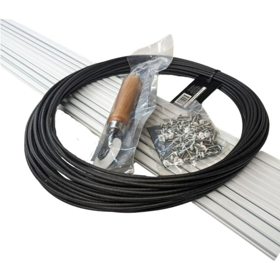 SNAPP Aluminum Track Screen Porch Kit, White 94 inch 20 Pack Tracks, 200 feet Round Spline, 200 Screws and Roller