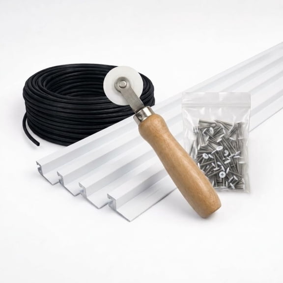 SNAPP Aluminum Track Screen Porch Kit, White 94 inch 20 Pack Tracks, 200 feet Round Spline, 200 Screws and Roller