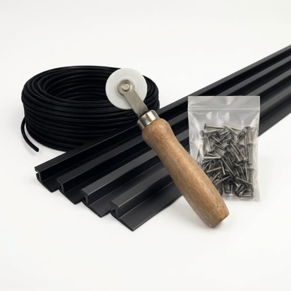 SNAPP PVC Track Screen Porch Kit, Black 94 inch 30 Pack Tracks, 300 feet Round Spline, 300 Screws and Roller