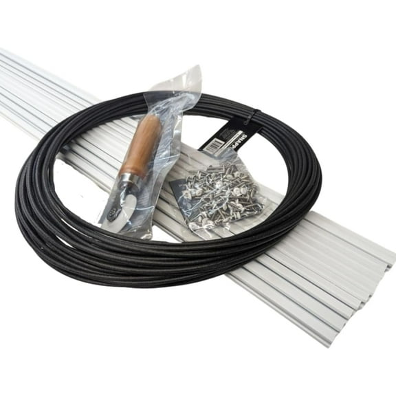SNAPP PVC Track Screen Porch Kit, White 94 inch 10 Pack Tracks, 100 feet Round Spline, 100 Screws and Roller