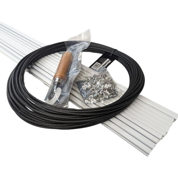 SNAPP PVC Track Screen Porch Kit, White 94 inch 30 Pack Tracks, 300 feet Round Spline, 300 Screws and Roller
