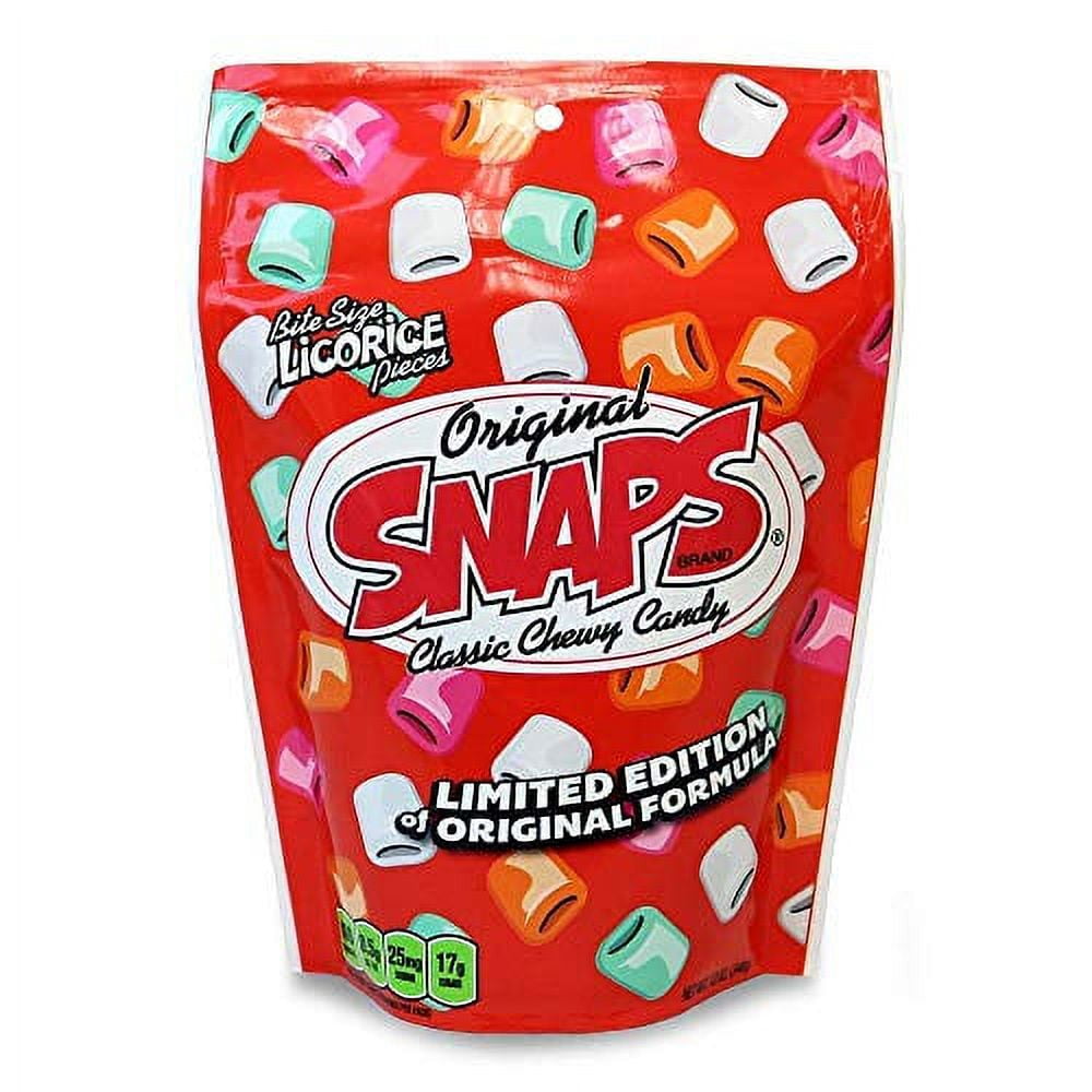 SNAPS Original Classic Chewy Candy Bag, Black Licorice Bites, 12 Oz