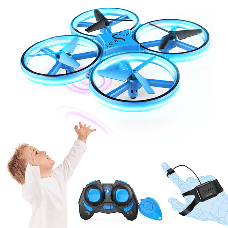 SNAPTAIN SP300 Mini Drone, Hand Operated RC Quadcopter, Multiple Remote Controls, Kids Toy Gift, Blue